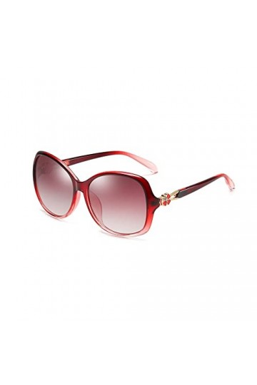 HPIRME Lunettes de soleil femmes lunettes de soleil monture en plastique lunettes de jambe en métal Uv400, rouge, taille uniq