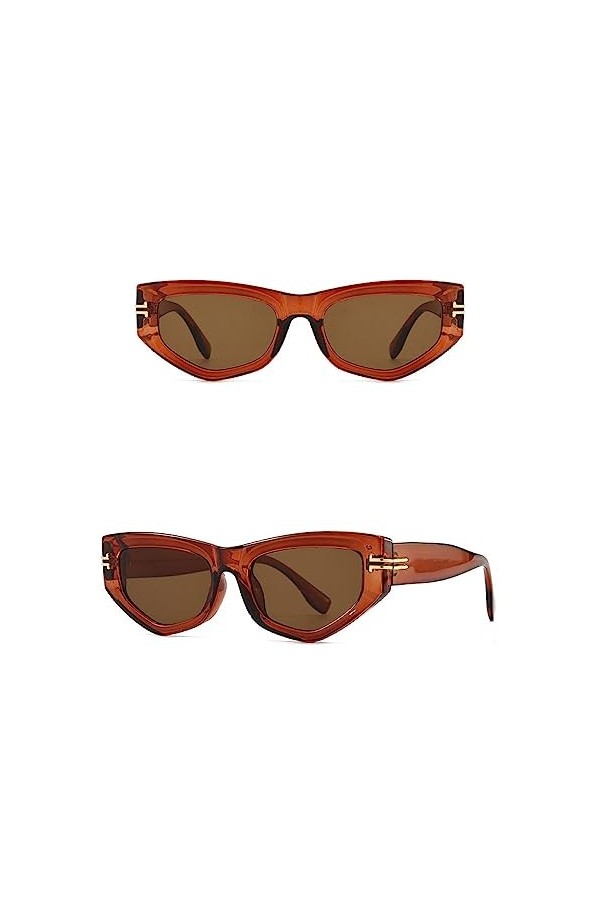 HPIRME Nuances de lunettes pour femmes pour femmes lunettes de soleil œil de chat dames noir Vintage lunettes U400, thé brun,