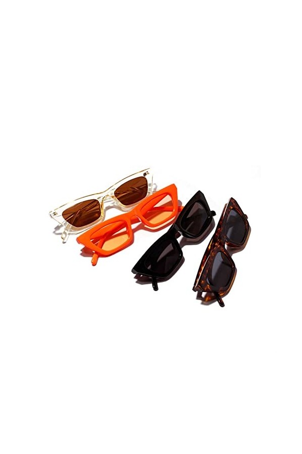 BINGDONGA 4pcs Lunettes de Soleil de Mode décoratives rétro Petit Cadre for Hommes et Femmes des Lunettes de Soleil