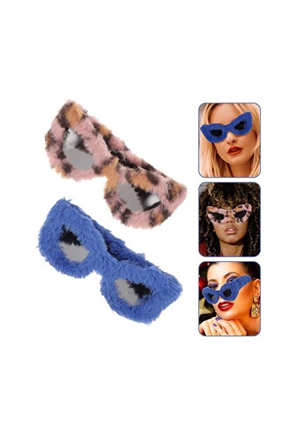 Abaodam 8 Pièces Lunettes En Peluche Lunettes Floues Lunettes De Soleil Mascarade Dames Saint Valentin Lunettes Rave Lunettes