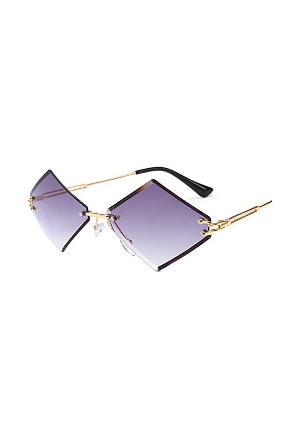 BINGDONGA Lunettes de Soleil en Forme de Diamant for Hommes/Femmes Cadre quadrilatère en métal Nuances Film Lunettes de Solei