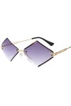 BINGDONGA Lunettes de Soleil en Forme de Diamant for Hommes/Femmes Cadre quadrilatère en métal Nuances Film Lunettes de Solei