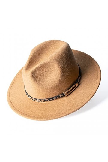besbomig Fedora Chapeau de Jazz en Feutre Casquette à Large Bord Réglable Trilby Cap Printemps Automne Hiver Femme Homme Élég
