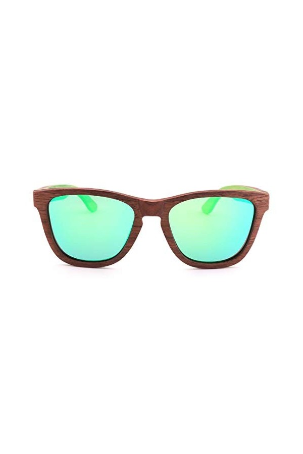 TEYUN Lunettes de soleil for les femmes et les hommes, les blocs 100% les rayons UVA et UVB Vintage réel bras en bois Lunette