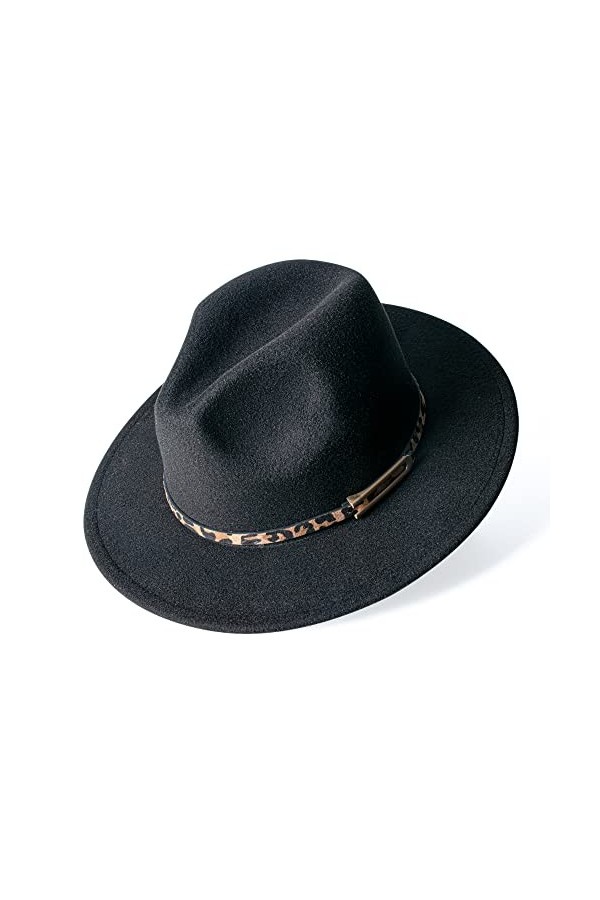 besbomig Fedora Chapeau de Jazz en Feutre Casquette à Large Bord Réglable Trilby Cap Printemps Automne Hiver Femme Homme Élég