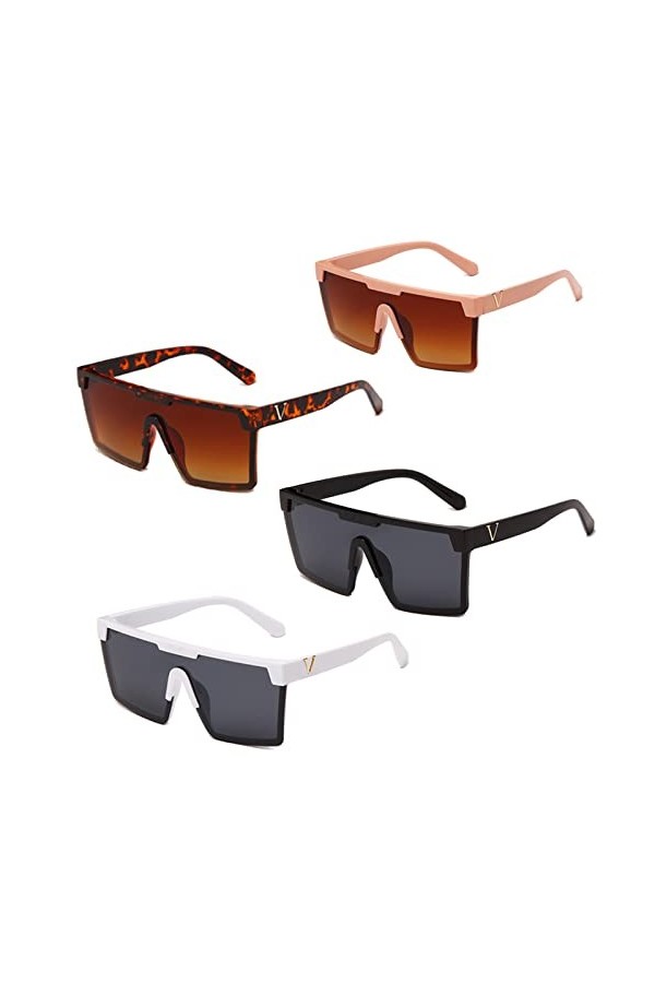 TIYETA Lunettes De Soleil Carrées Retro Womens Men Sun Glasses UV400 Protection Cycling Sunglasses,4 Set,144mm