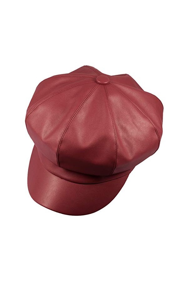 KYEYGWO - Casquette en cuir synthétique - Pour femme - 8 panneaux - Casquette - Casquette - Pour lautomne et lhiver - Cabbi