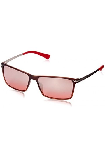 Police Lunettes de soleil rectangulaires S1957M 58ABRM pour femme, marron rouge et rouge dégradé, 58 mm