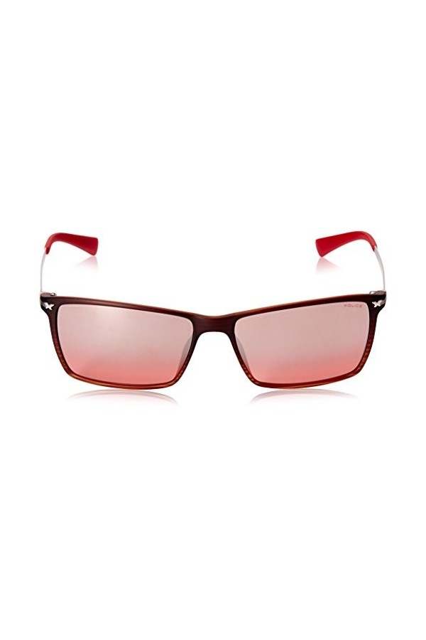 Police Lunettes de soleil rectangulaires S1957M 58ABRM pour femme, marron rouge et rouge dégradé, 58 mm