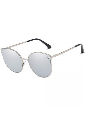 e-phoria Lunettes de soleil ovales pour œil de chat | À la mode | Cadre argenté /