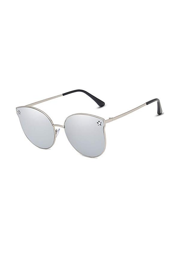 e-phoria Lunettes de soleil ovales pour œil de chat | À la mode | Cadre argenté /