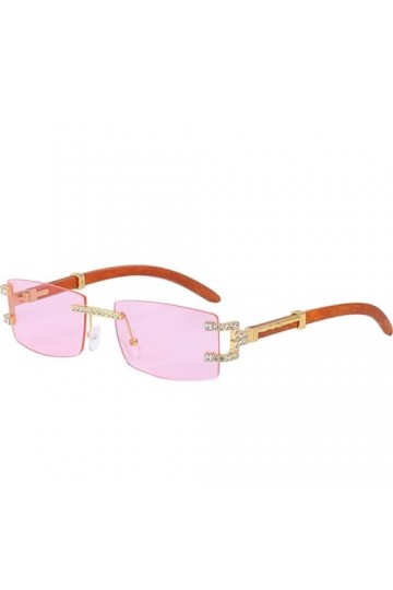 HCHES Lunettes de Soleil carrées sans Monture Femmes Lunettes de Soleil rectangulaires rétro pour Hommes Lunettes sans Cadre 