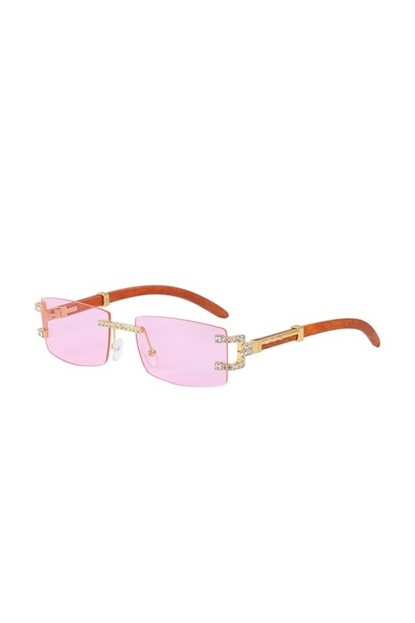 HCHES Lunettes de Soleil carrées sans Monture Femmes Lunettes de Soleil rectangulaires rétro pour Hommes Lunettes sans Cadre 