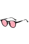HCHES Lunettes de soleil polarisées rondes femmes lunettes de soleil pour hommes nuances vintage pour femmes, noir, rose, tai