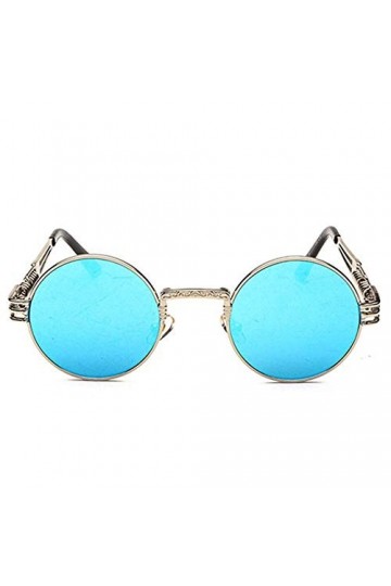 Lunettes De Soleil Lunettes De Soleil Personnalité Vintage Steampunk Uv400 Lunettes De Soleil Cadre Rond Tendance Cadre Argen