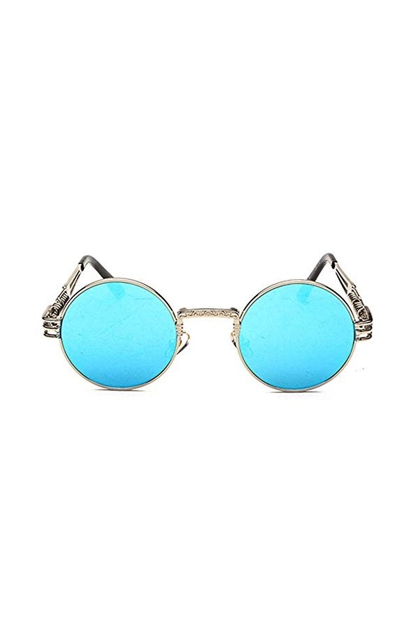 Lunettes De Soleil Lunettes De Soleil Personnalité Vintage Steampunk Uv400 Lunettes De Soleil Cadre Rond Tendance Cadre Argen