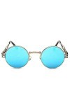 Lunettes De Soleil Lunettes De Soleil Personnalité Vintage Steampunk Uv400 Lunettes De Soleil Cadre Rond Tendance Cadre Argen