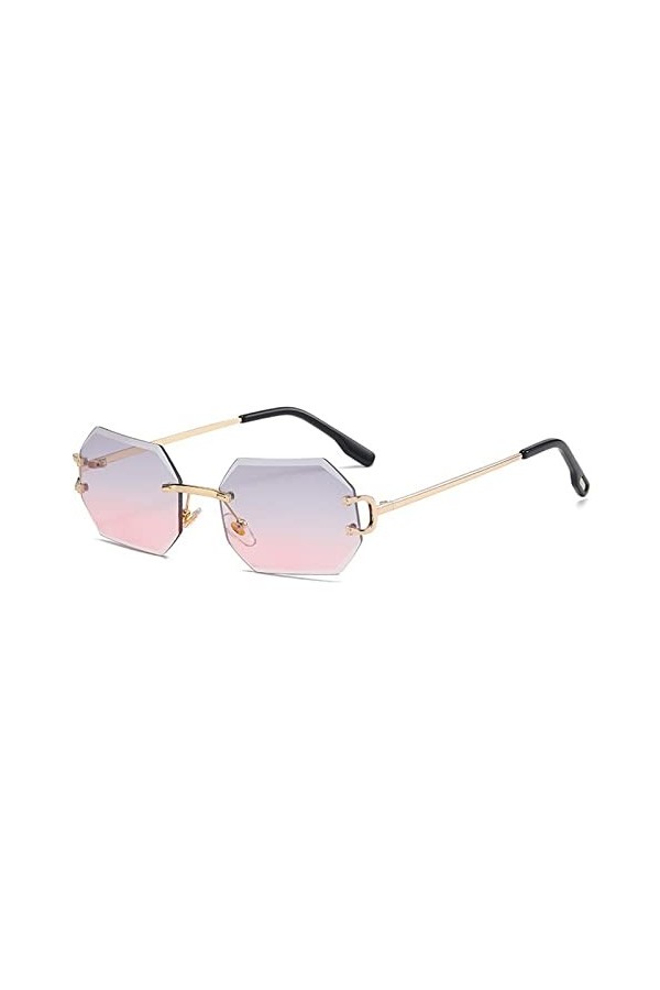 HCHES Pour femmes Vintage alliage dégradé lunettes de soleil hommes lunettes coupe sans monture petites lunettes de soleil ca