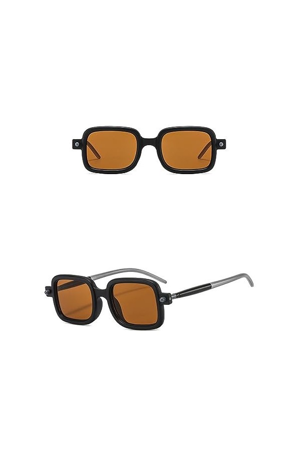 HCHES Lunettes de soleil carrées pour hommes Lunettes de soleil femmes Punk Lunettes rétro, A02, taille unique