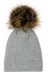 styleBREAKER Bobble Cap Unisexe Chaud en Tricot Unicolore avec Motif dentelé, Bobble détachable en Fausse Fourrure, Bonnet d