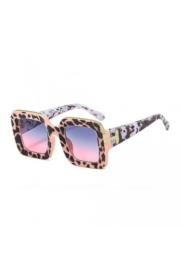 HPIRME Lunettes de soleil carrées femmes lunettes de soleil colorées surdimensionnées femme dégradé lunettes UV400, rose gris