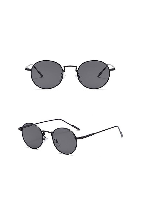 HCHES Lunettes de soleil rondes femmes lunettes de soleil nuances rétro vintage pour femmes, noir, noir, taille unique