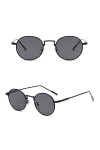 HCHES Lunettes de soleil rondes femmes lunettes de soleil nuances rétro vintage pour femmes, noir, noir, taille unique