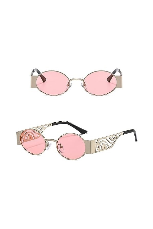 HPIRME Lunettes de soleil steampunk hommes femmes vintage petites lunettes de soleil rétro ovales lunettes de soleil punk en 