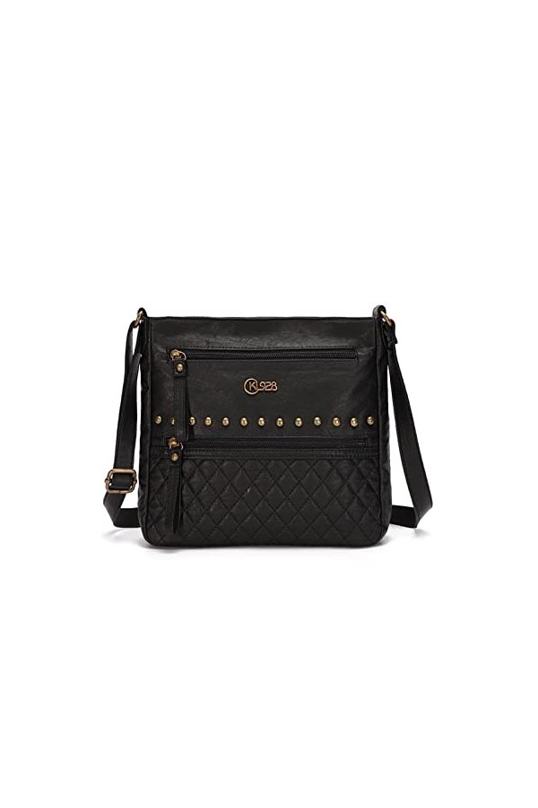 FANDARE Léger Sac à Bandoulière Sacs Dépaule Femmes Sacoche Cuir PU Étanche Ado Portable Portefeuille Voyage Travail École T