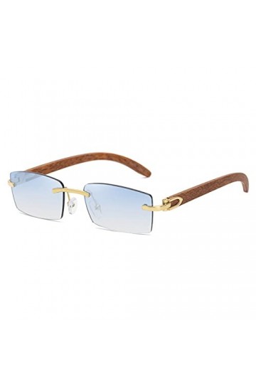 HCHES Lunettes de soleil rectangulaires vintage hommes femmes lunettes sans monture lunettes de soleil pour femme homme UV400