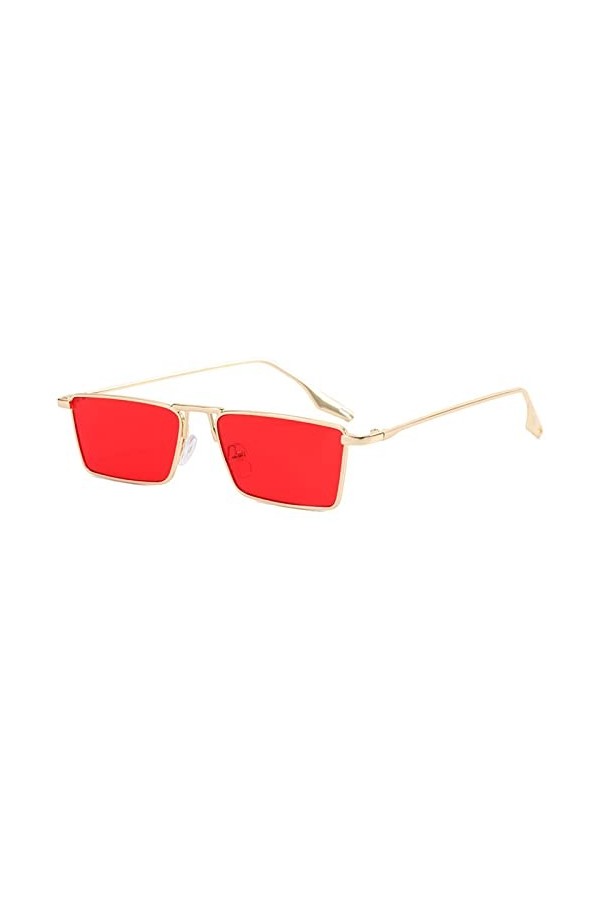 Générique Lunettes de soleil décoratives de mode en plein air pour hommes et femmes à petit cadre rectangulaire en métal