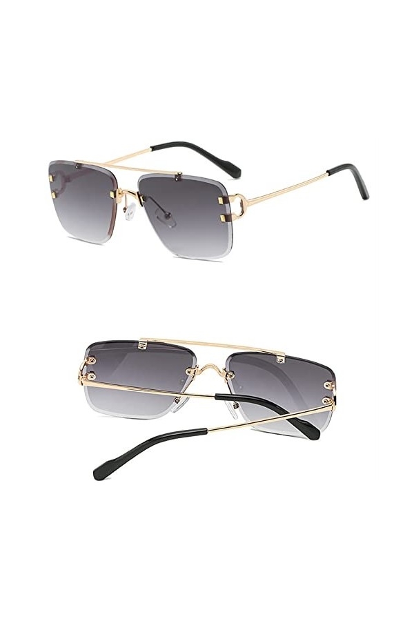 Lunettes de soleil style sans monture Spikes Rivets Vintage Femmes Hommes Design Lunettes de soleil Oculos De Sol, 3040 C1, T