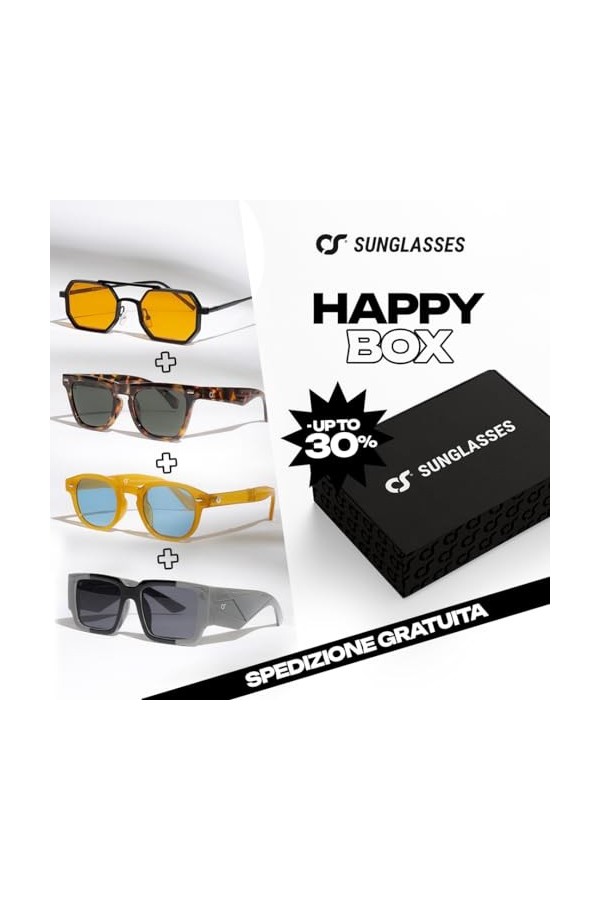 OS SUNGLASSES Lunettes de Soleil Homme Vintage - Lot de 4 Paires de Lunettes Homme et Femme, Style Johnny Depp - Lunette de S