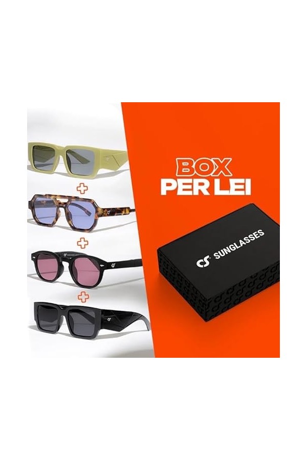 OS SUNGLASSES Lunettes de Soleil Homme Vintage - Lot de 4 Paires de Lunettes Homme et Femme, Style Johnny Depp - Lunette de S