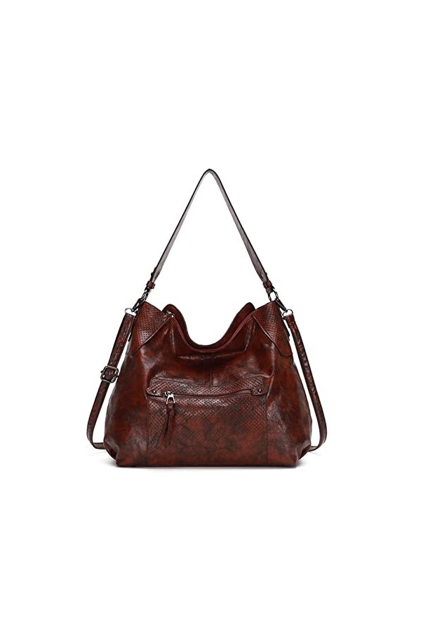 FANDARE Élégant Sac a Main Sacoche Femme Sacs Portés Epaule Cuir PU Étanche pour Achats Fête École Voyage Messenger Bags Brun