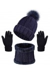 CheChury Bufanda Gorro Guantes de Punto Calentar Invierno Regalos para Hombre Mujer Unisexo Bufanda Conjunto Guantes Sombrero