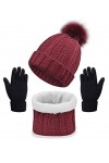 CheChury Bufanda Gorro Guantes de Punto Calentar Invierno Regalos para Hombre Mujer Unisexo Bufanda Conjunto Guantes Sombrero