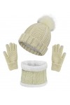 CheChury Bufanda Gorro Guantes de Punto Calentar Invierno Regalos para Hombre Mujer Unisexo Bufanda Conjunto Guantes Sombrero