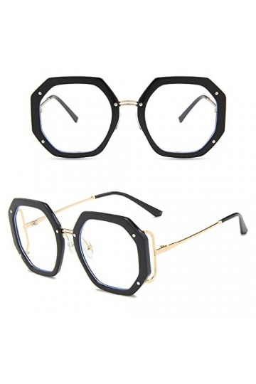 HCHES Lunettes de soleil carrées surdimensionnées femmes lunettes de soleil polygone pour dames lunettes anti-lumière bleue, 