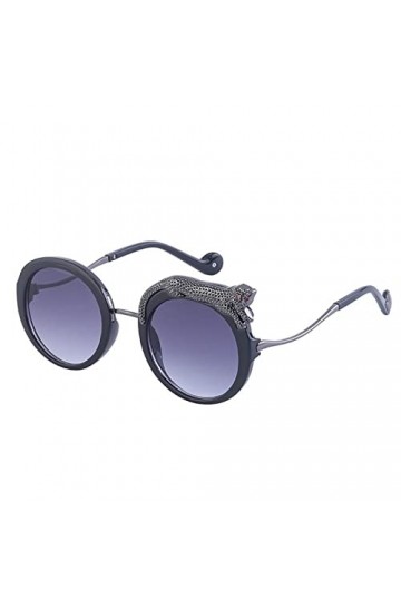 HCHES Lunettes de soleil rondes femmes rétro léopard lunettes de soleil pour dames lunettes anti-lumière bleue lunettes vinta