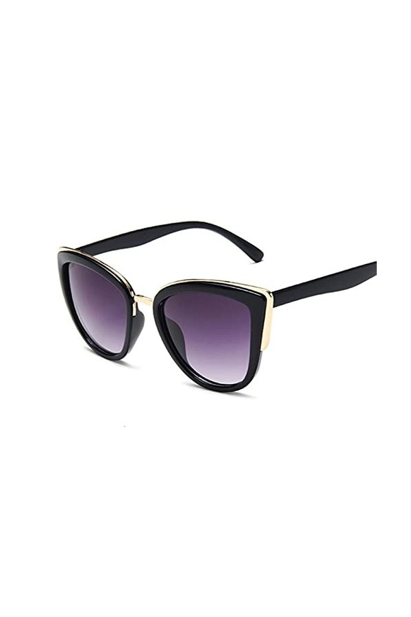 SUYGGCK Lunettes de soleil vintage œil de chat pour femme - Lunettes de soleil sexy léopard - Noir dégradé marron