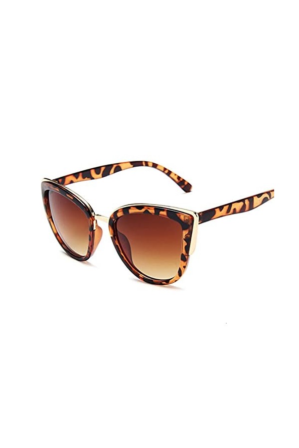 SUYGGCK Lunettes de soleil vintage œil de chat pour femme - Lunettes de soleil sexy léopard - Noir dégradé marron