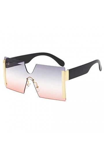 HCHES Lunettes de soleil carrées sans monture surdimensionnées femmes créateur de luxe mode une pièce lunettes de soleil dame