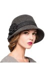 Maitose™ De la Femme Laine en Feutre Fleurs Eglise Bowler Hats Vin Rouge