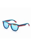 YUANCHENG Lunettes de soleil à monture en bois de couleur bleue à la main rétro polarisées femmes hommes lunettes de soleil p