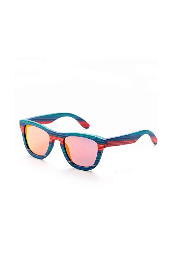 YUANCHENG Lunettes de soleil à monture en bois de couleur bleue à la main rétro polarisées femmes hommes lunettes de soleil p