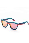 YUANCHENG Lunettes de soleil à monture en bois de couleur bleue à la main rétro polarisées femmes hommes lunettes de soleil p