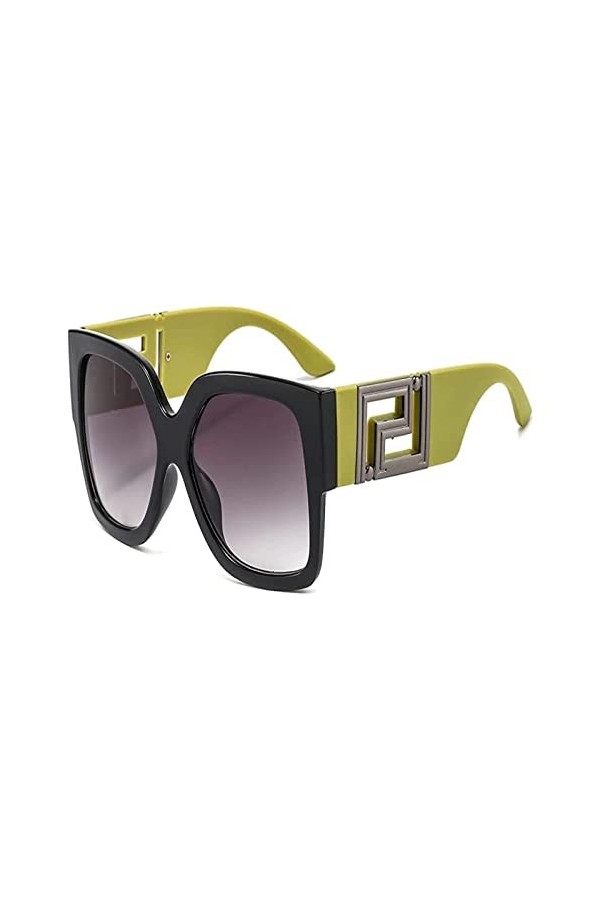 LOMDEM Hommes femmes lunettes de soleil surdimensionné carré jambes larges dégradé lentille lunettes de soleil été rue Vintag