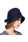 Maitose™ De la Femme Laine en Feutre Fleurs Eglise Bowler Hats Vin Rouge