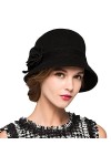 Maitose™ De la Femme Laine en Feutre Fleurs Eglise Bowler Hats Vin Rouge